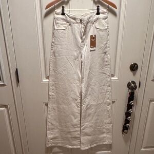 Mango Cream Wide Leg Jeans